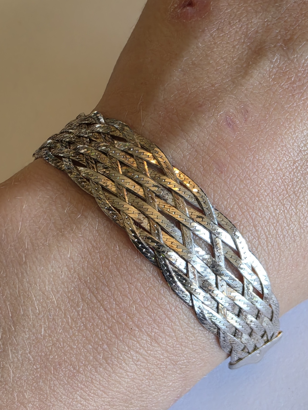 Braided Multi-Strand Silver-Tone Women’s Bracelet